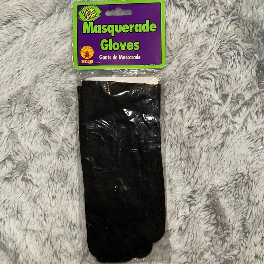 Masquerade Gloves Rubies Halloween Costume NIP‎ Black Short 100% Cotton NEW